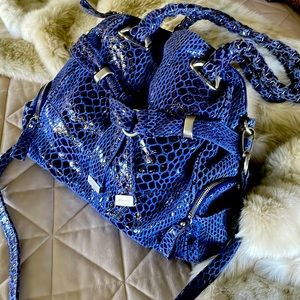 B. Makowsky Large Blue faux snake leather Shoulder Bag
